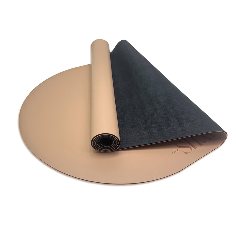 Antiderrapante fibra de coco vegan couro bronzeado do plutônio borracha natural fase da lua logotipo da marca personalizado alinhamento a laser cor nude marrom tapete de yoga