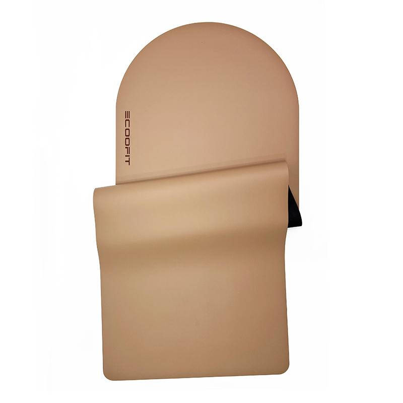 Antiderrapante fibra de coco vegan couro bronzeado do plutônio borracha natural fase da lua logotipo da marca personalizado alinhamento a laser cor nude marrom tapete de yoga